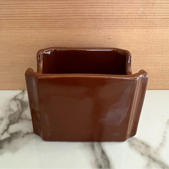 Vintage Hall China USA Sugar or Tea packet Caddy Holder #716  3 1/2"  Brown EUC - Picture 3 of 5